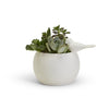 White Ceramic Planter Handmade with Bird Decorative Accent