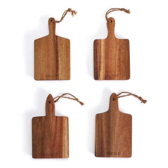 Wooden Charcuterie Board Set - Enjoy, Nosh, Savour and Nibble