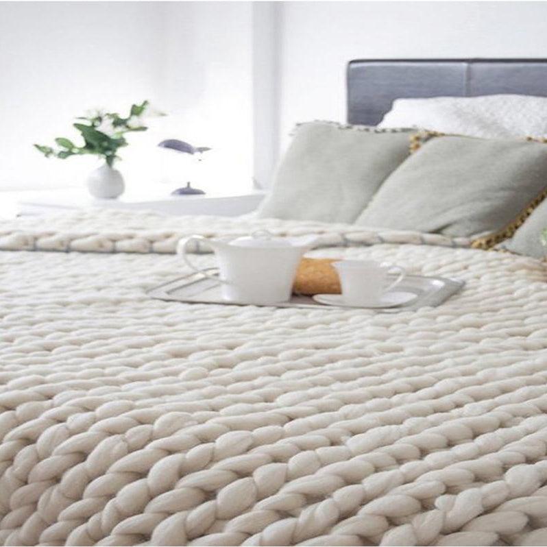 Chunky Knit King Sized Blankets, USA Made, Oversized Braided