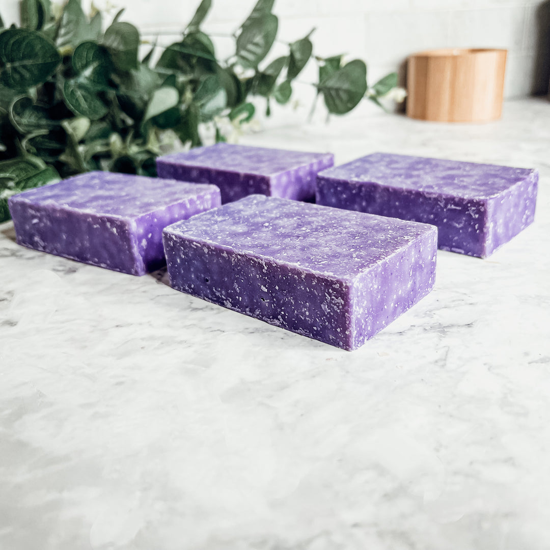 Purple all natural soap bar scrubs