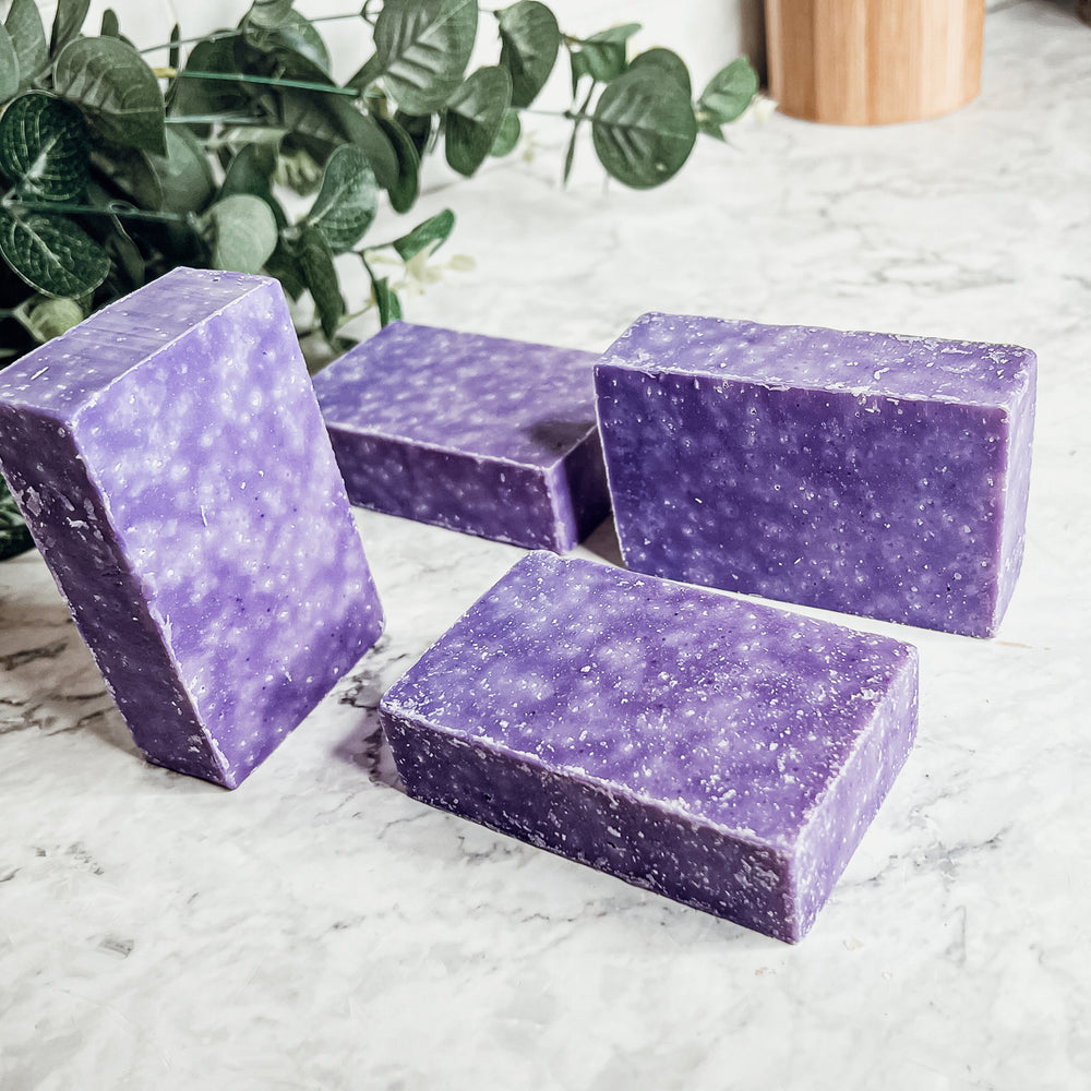 Purple Soap Bar Body Scrubs, Oakmoss lavender scrub soap bar