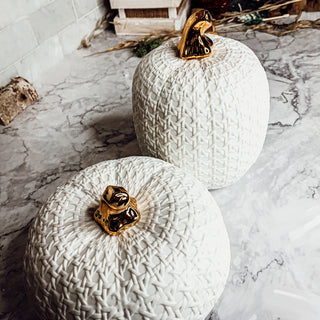 Cane Weave Pumpkins White with Gold