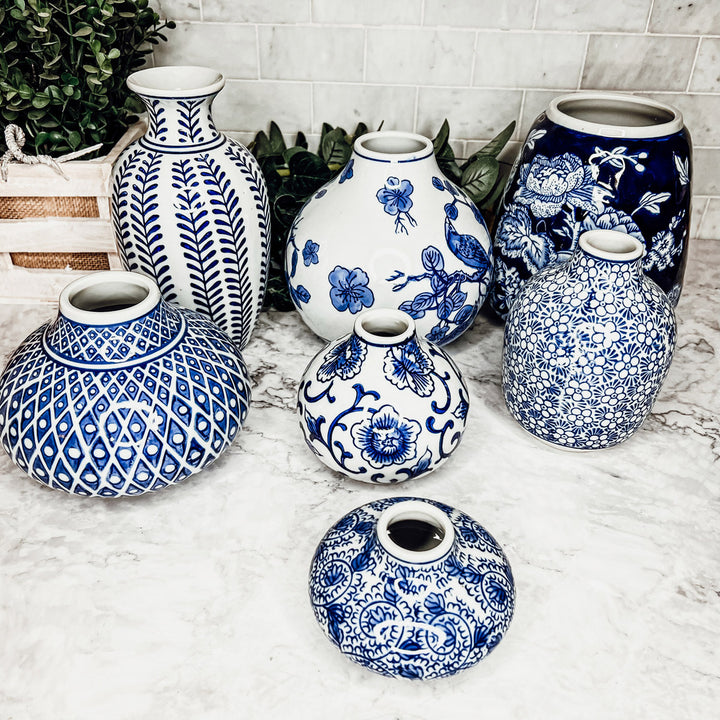 Large Blue Vase Sets, White Vases, Handmade Ceramic Vases