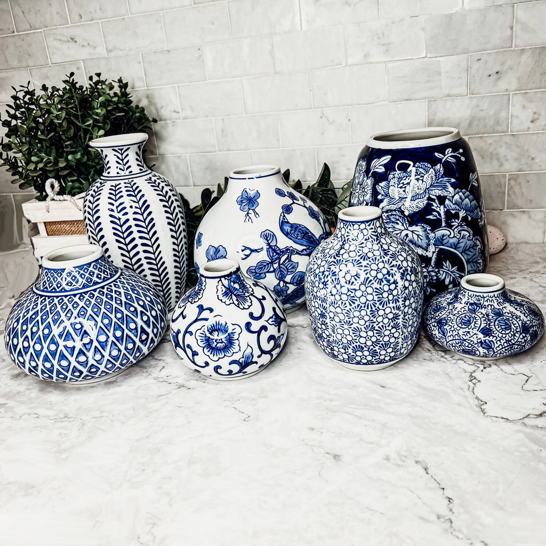 Blue Willow Vases for Home, Large Blue and White Vases