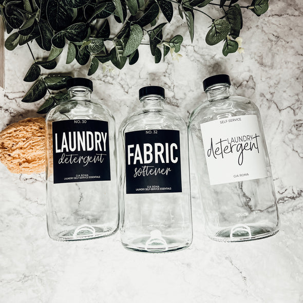 Laundry Room Remodel Inspiration - Reusable Detergent Bottles and Dispensers