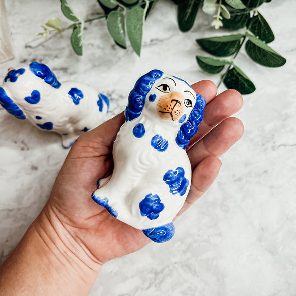 Hand Painted salt and pepper shakers blue white
