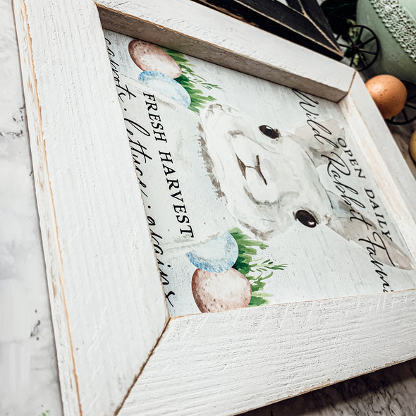 Easter Sign Home Decor With Wooden Frame, White Farmhouse Easter Decorations