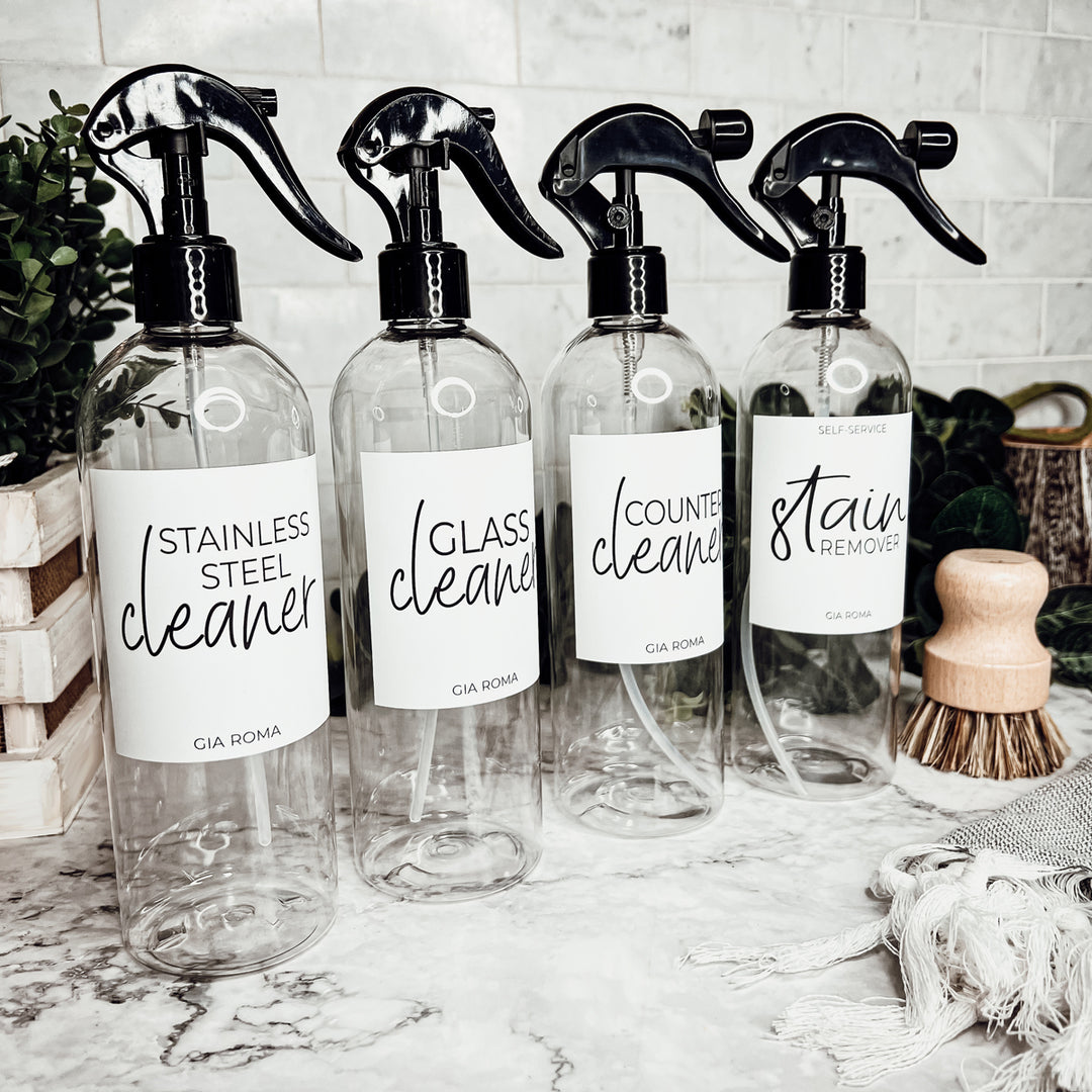 Farmhouse Soap Dispenser Sets for Cleaning, Glass Cleaner Spray Bottle, Counter Cleaner Spray Bottle and Stain Remover Reusable Spray Bottle