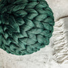 Green Chunky Knit Pillow Round throw 18"
