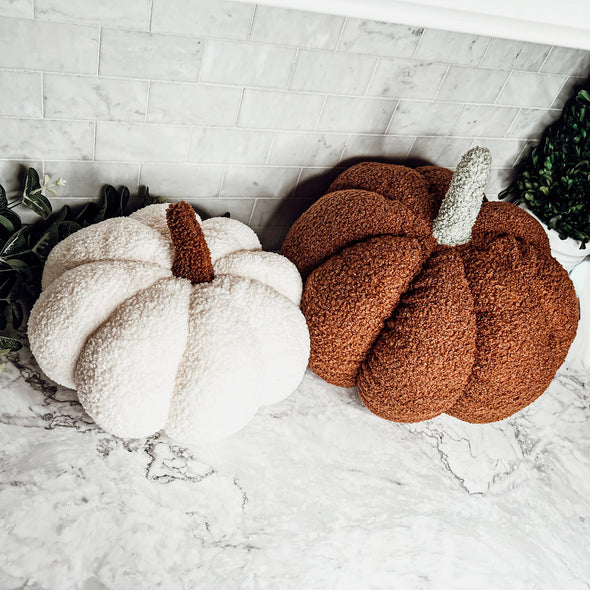 White and Brown Soft Pumpkin Decorations for Home or Kids Pillows
