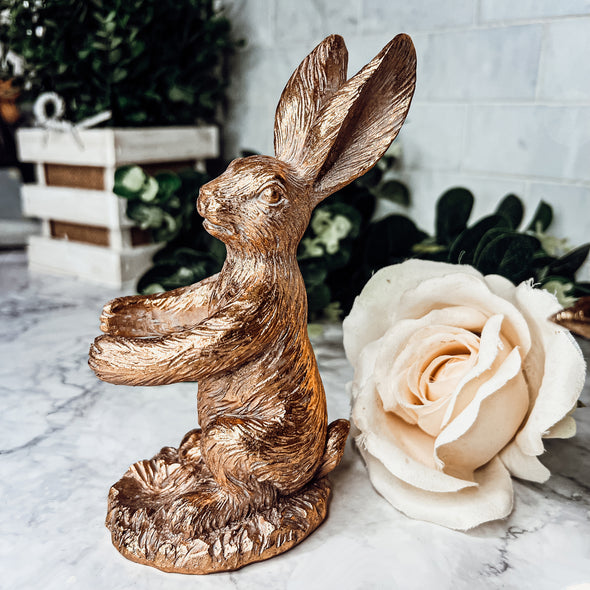 Detailed Bunny Statues Golden, Unique Bunny Lover Gift Ideas