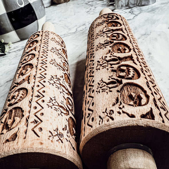 Embossed Rolling Pins for Halloween and Fall - Pumpkin Rolling Pin