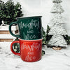 Holiday Home Coffee Bar Inspo, Christmas Coffee Bar Decorations with Mugs Red and Green