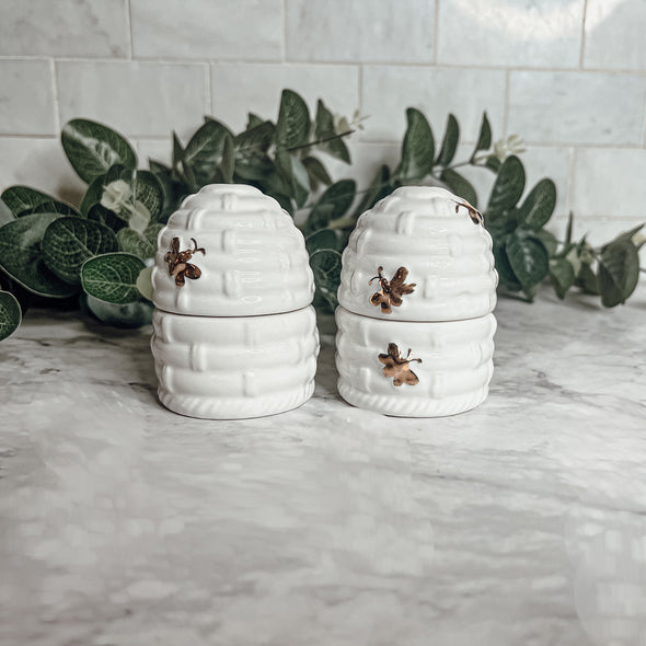 Bee Salt Pepper Shakers Porcelain