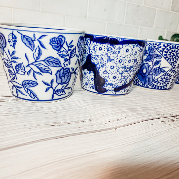 Hand Painted Planters Blue