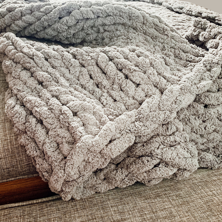 Chenille Chunky Knot Throw Blankets