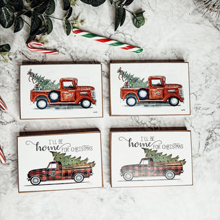 Vintage Red Truck Christmas Decor Sign Choices