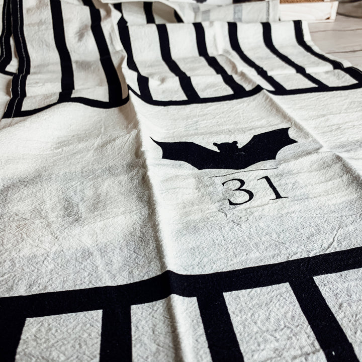 Black and white stripe home decor for halloween