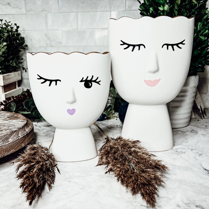 Unique Vases for Vanity Decorations, Womans Face Vases White