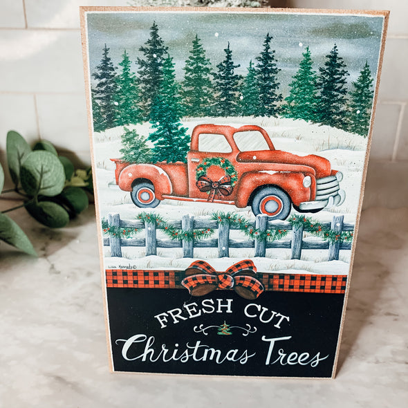 Fresh Cut Christmas Trees Wooden Sign For Home