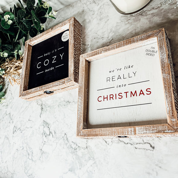 Modern Christmas Quotes, Thick Wooden Holiday Decor