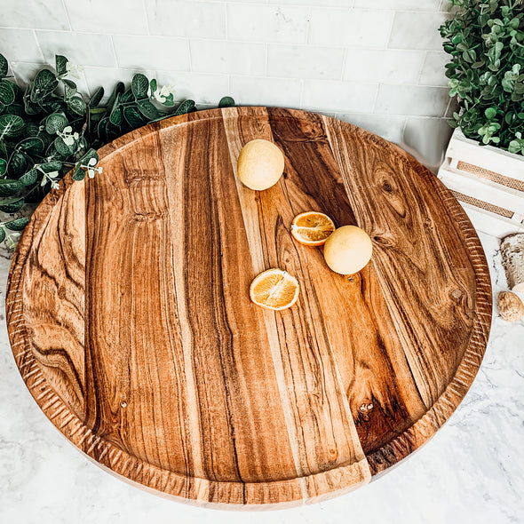 Oversized Spinning Serving Platter Wooden