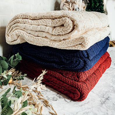 Cable Knit Blanket Throws - USA Made