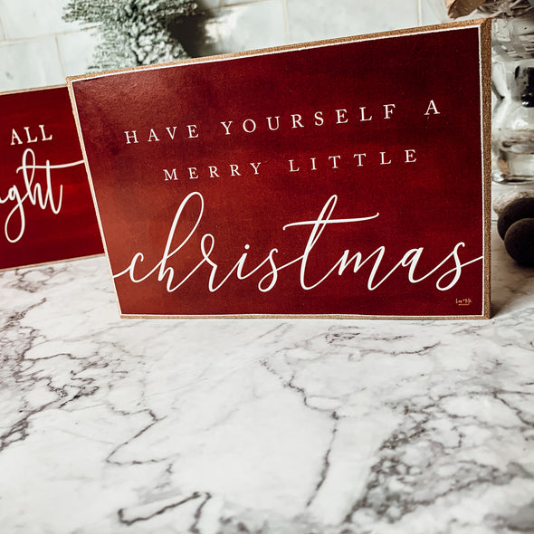 Red Christmas Home Decoration Signs Wooden
