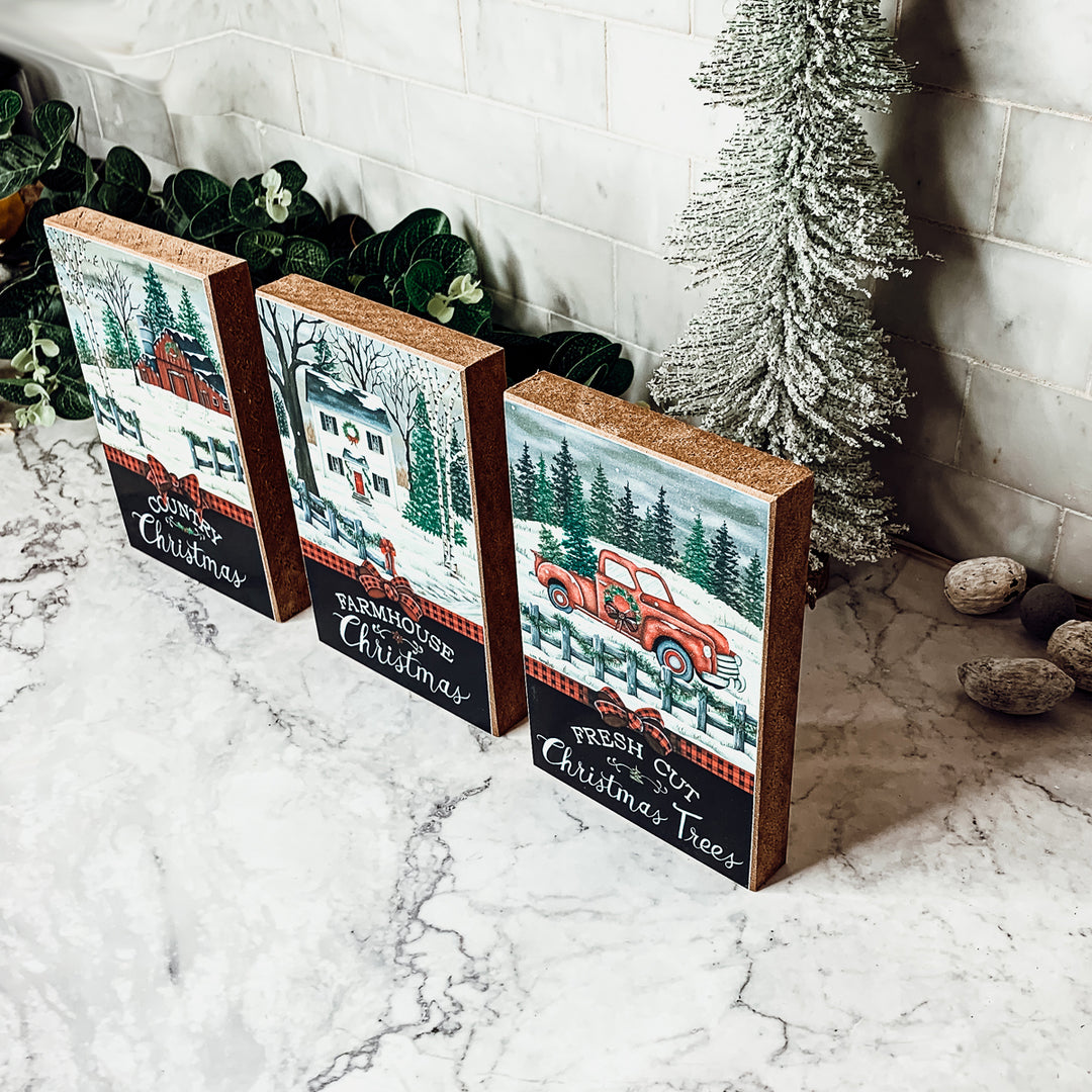 Classic Christmas Decoration Signs Wooden