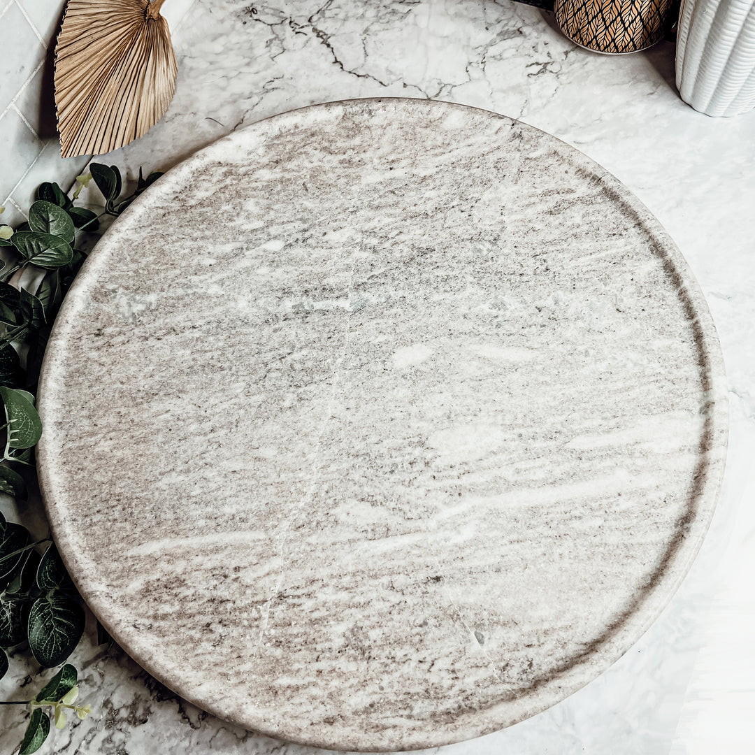 Marble Lazy Susan White and Gray, Heavy Duty