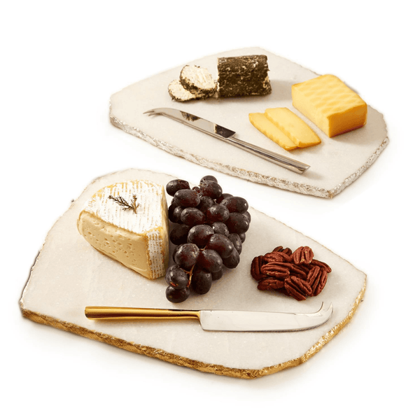 Marble Cheese Set, Gold Edge Marble Cheese Board, Silver Edge Cheese Board Set