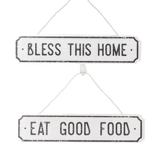 Farmhouse Wooden Hanging Signs, Bless Home & Kitchen Wood Sign