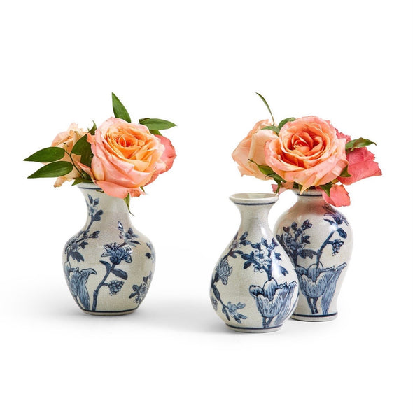 Japanese Floral Vases Blue and White