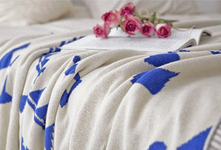 Blue throw blankets for couch and bed cotton