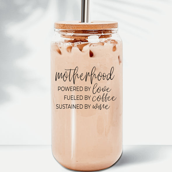 Motherhood, powered by love, fueled by coffee, sustained by wine coffee mugs