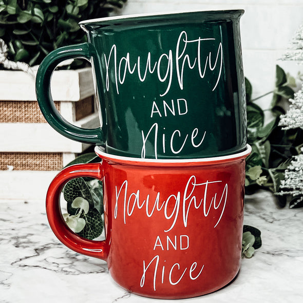 Naughty or Nice Gift Set Mugs, Funny Holiday Mug Gifts