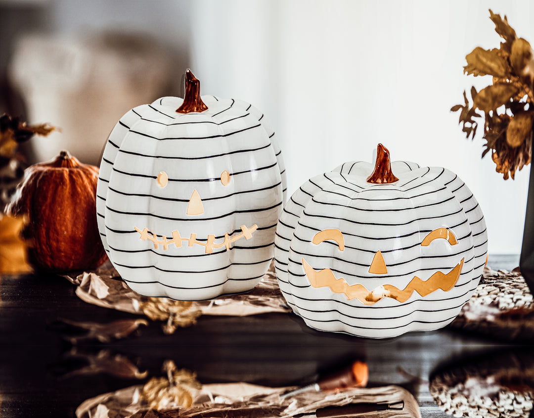 Hand Painted Ceramic Pumpkins for Halloween Home Decor