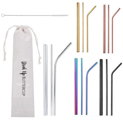 Drink up buttercup metal straw set for sale
